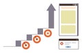 Progress Concept with Steps, Targets, Mobile Interface, Error Message, and Growth Arrow Royalty Free Stock Photo