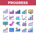 Progress Grow Graphs Collection Icons Set Vector
