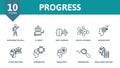 Progress icon set. Collection of simple elements such as the evolution, big data, sensorimotor skill, ai robot, neural Royalty Free Stock Photo