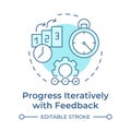 Progress iteratively with feedback soft blue concept icon Royalty Free Stock Photo