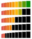 Progress, level indicators in sequence from low to high Royalty Free Stock Photo