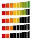 Progress, level indicators in sequence from low to high Royalty Free Stock Photo