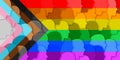 Progress LGBTQ rainbow flag over abstract heads. Freedom and love concept. Pride month. activism, community and freedom Concept