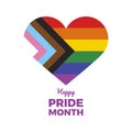 Happy Pride Month poster with heart shape icon vector Royalty Free Stock Photo