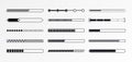 Progress load bar. Indicator of status download. Graphic icons of interface. Neon buttons of speed of upload. Set of web