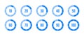 Progress load set loader. Blue vector progress loading bar set. Vector isolated