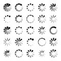 Progress loader icons. Load spinning circle circular buffering indication waiting loading computer website download