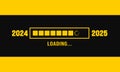 2025 progress loading bar background or banner design template. Happy new year wish loading bar banner design.