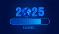 2025 progress loading bar background or banner design template. Happy new year wish loading bar banner design.