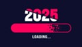 2025 progress loading bar background or banner design template. Happy new year wish loading bar banner design.