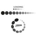 Progress loading bar icons. Circular and linear styles. Vector illustration. EPS 10.