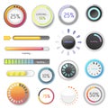 Progress loading bar indicators download progress ui-ux web design template interface file upload vector illustration Royalty Free Stock Photo