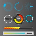 Progress loading bar indicators download progress ui-ux web interface design template file upload vector illustration