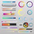 Progress loading bar indicators download progress ui-ux web interface design template file upload vector illustration Royalty Free Stock Photo