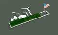 Progress or loading bar with trees, house and wind turbine. Flag of USA Royalty Free Stock Photo