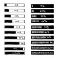 Progress loading bar, set of icons. Load symbol with handdrawn doodle style Royalty Free Stock Photo