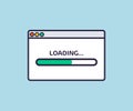 Progress loading bar, loading sign, load indicator icons, preload symbol on web browser site logo design.