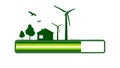 Progress or loading bar with trees, house and wind turbine Royalty Free Stock Photo