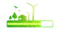 Progress or loading bar with trees, house and wind turbine Royalty Free Stock Photo