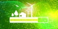 Progress or loading bar with trees, house and wind turbine Royalty Free Stock Photo