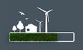 Progress or loading bar with trees, house and wind turbine Royalty Free Stock Photo