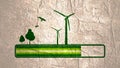 Progress or loading bar with trees and wind turbine Royalty Free Stock Photo