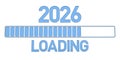 2026 and progress loading bar on white background. Isolated 3D illustration Royalty Free Stock Photo