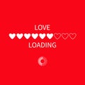 Progress status bar circle icon. Love loading collection. White heart. Funny happy valentines day element.Web design app download Royalty Free Stock Photo