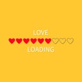 Progress status bar icon. Love loading collection. Red heart. Funny happy valentines day element.Web design app download timer. Ye Royalty Free Stock Photo