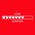 Progress status bar icon. Love loading collection. White heart. Funny happy valentines day element.Web design app download timer.