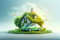 A progressive concept for car and home charging station for electric vehicles powered by sustainable and clean energy with zero Royalty Free Stock Photo