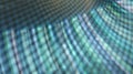 Progressive rhythmic turquoise shaded light layers seen through a net fence pattern