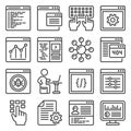 Progrmming Code and Coding Icons Set. Line Style Vector Royalty Free Stock Photo