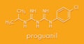 Proguanil prophylactic malaria drug molecule. Skeletal formula.
