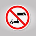 Prohibit Agricultural Vehicles Sign Isolate On White Background,Vector Illustration