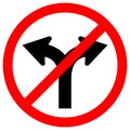 Prohibit Fork In Road Traffic Sign,Vector Illustration, Isolate On White Background Label. EPS10 Royalty Free Stock Photo