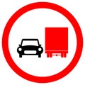 Prohibit Truck Do Not Overtake Traffic Road Sign,Vector Illustration, Isolate On White Background Label. EPS10