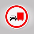 Prohibit Truck Do Not Overtake Traffic Road Sing Isolate On White Background,Vector Illustration