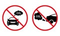 Prohibited Car Exhaust CO2 Ban Black Silhouette Icon. Forbidden Car Engine Gas Pictogram. No Allowed Emission Pollution Royalty Free Stock Photo
