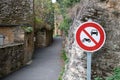 Prohibited Car and Motorcycle round road Panel red white Symbol Traffic sign forbidden access Royalty Free Stock Photo