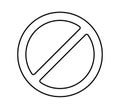 Prohibited circle sign. Prohibition icon. Ban icon. Circle with cross line symbol. Caution frame symbol. Forbidden stop