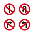 Prohibited directions on the road. Vector graphics
