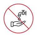 Prohibited Drink Non Potable Water. Do Not Use Tap Danger Drink Red Stop Outline Symbol. No Allowed Toxic Liquid Sign Royalty Free Stock Photo