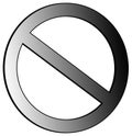 Prohibited and forbidden NO metallic circle with slash sign on transparent bed and transparent background