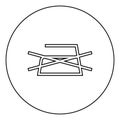 Prohibited Ironing is not allowed Clothes care symbols Washing concept Laundry sign icon in circle round outline black color