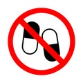 Prohibited medical pills icon. Medicine drugs sign. illustration