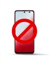 Prohibited mobile phone with red gradient screen Royalty Free Stock Photo