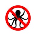 Prohibited Octopus. Stop Octopus. Kraken ban. Forbidding sign.