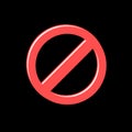 Prohibited red vector sign in flat cartoon style. Icon for your design Royalty Free Stock Photo
