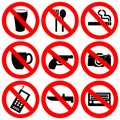Prohibited signs illustration Royalty Free Stock Photo